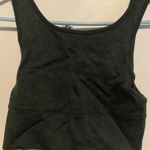 Women's dark green Ribbed Tank Top